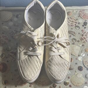 Franco Sarto Women's Ivory Woven Sneakers